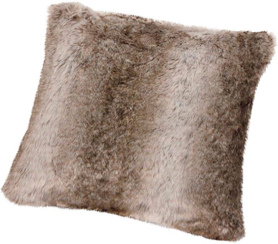 Gözze Vachtkussen Kodiakbeer vacht-look Kussenovertrek met verenvulling(1 stuk)