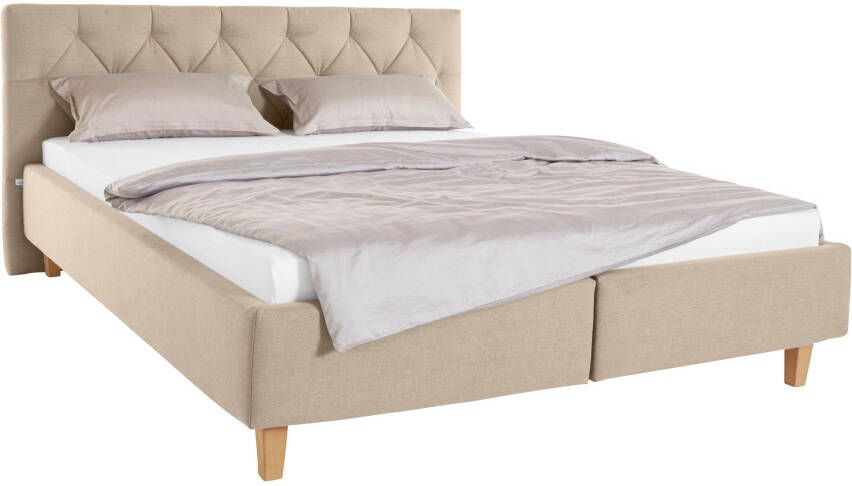 Home affaire Gestoffeerd bed Sunley 100 Kruisstiksel hoofdbordhoogte 102 cm zonder of met matras lattenbodem