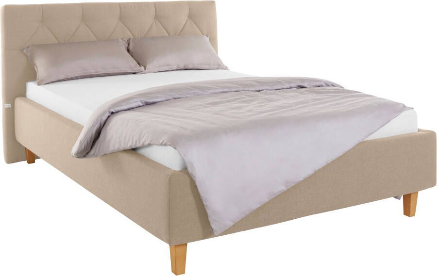 Home affaire Gestoffeerd bed Sunley 100 Kruisstiksel hoofdbordhoogte 102 cm zonder of met matras lattenbodem