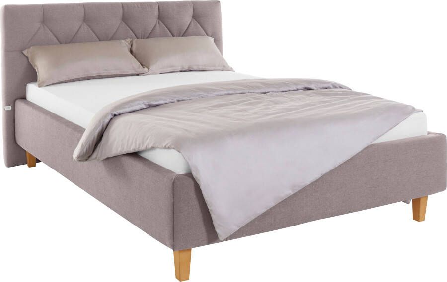 Home affaire Gestoffeerd bed Sunley 100 Kruisstiksel hoofdbordhoogte 102 cm zonder of met matras lattenbodem