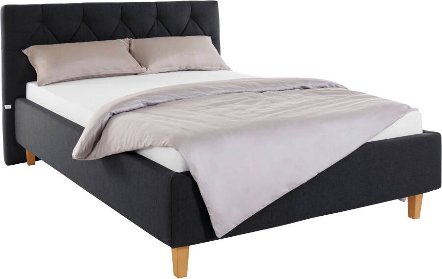Home affaire Gestoffeerd bed Sunley 100 Kruisstiksel hoofdbordhoogte 102 cm zonder of met matras lattenbodem