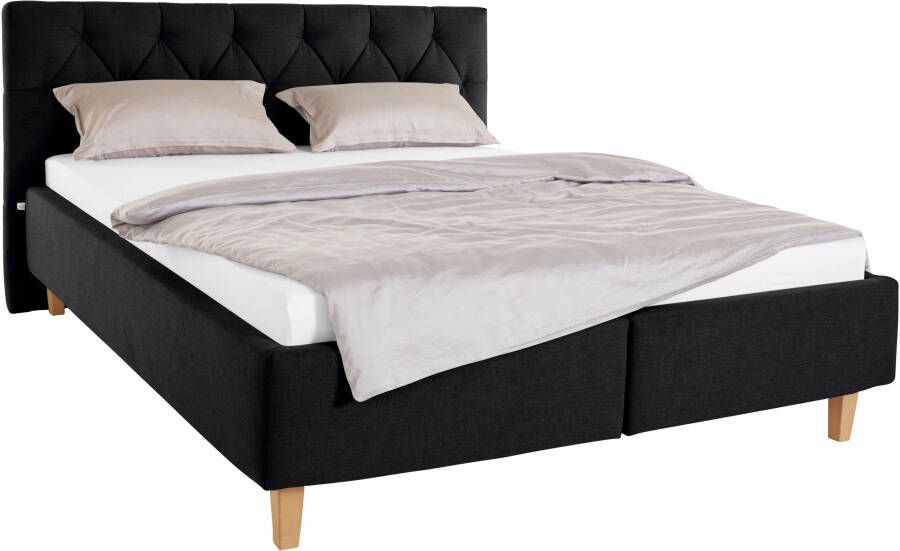 Home affaire Gestoffeerd bed Sunley 100 Kruisstiksel hoofdbordhoogte 102 cm zonder of met matras lattenbodem