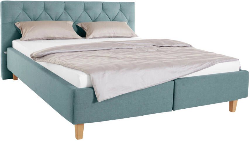 Home affaire Gestoffeerd bed Sunley 100 Kruisstiksel hoofdbordhoogte 102 cm zonder of met matras lattenbodem