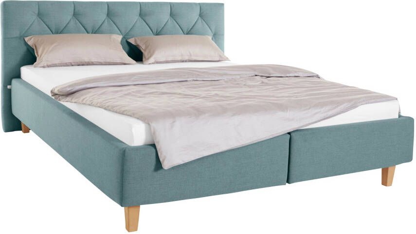 Home affaire Gestoffeerd bed Sunley 100 Kruisstiksel hoofdbordhoogte 102 cm zonder of met matras lattenbodem