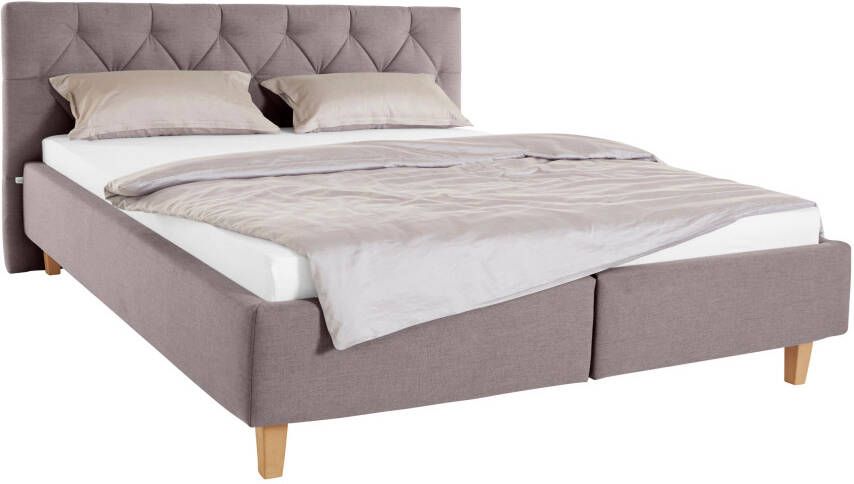 Home affaire Gestoffeerd bed Sunley 100 Kruisstiksel hoofdbordhoogte 102 cm zonder of met matras lattenbodem