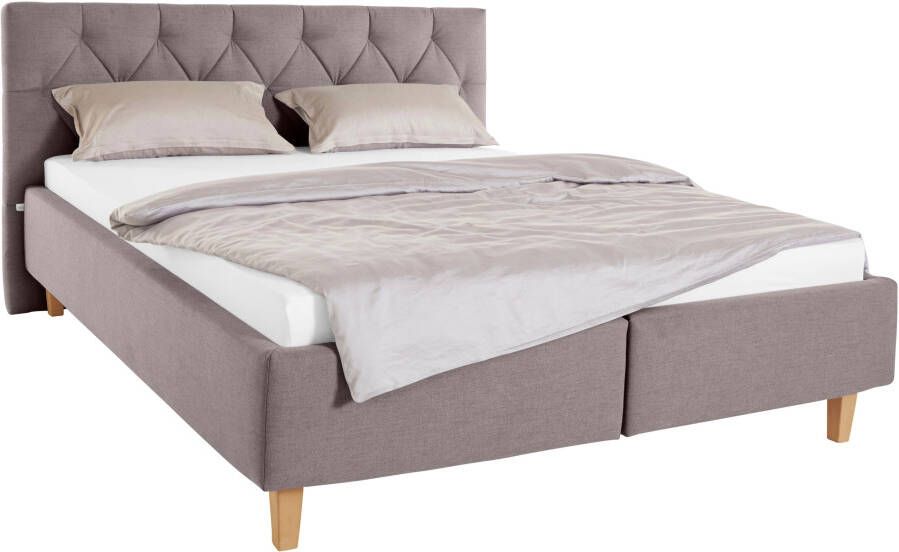 Home affaire Gestoffeerd bed Sunley 100 Kruisstiksel hoofdbordhoogte 102 cm zonder of met matras lattenbodem