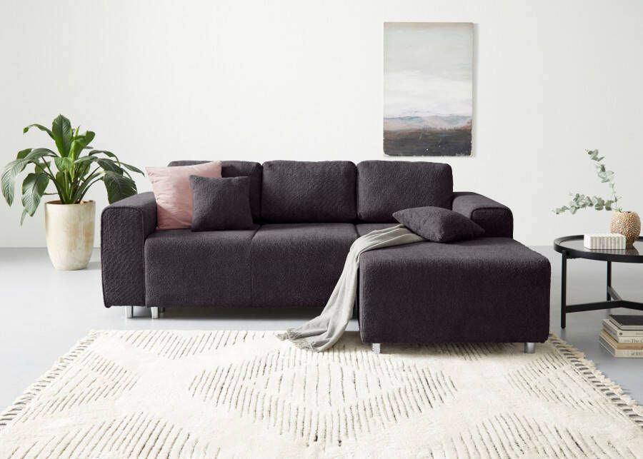 Home affaire Hoekbank Györ L-vorm optioneel met bedfunctie en bedlade inclusief 2 sierkussens