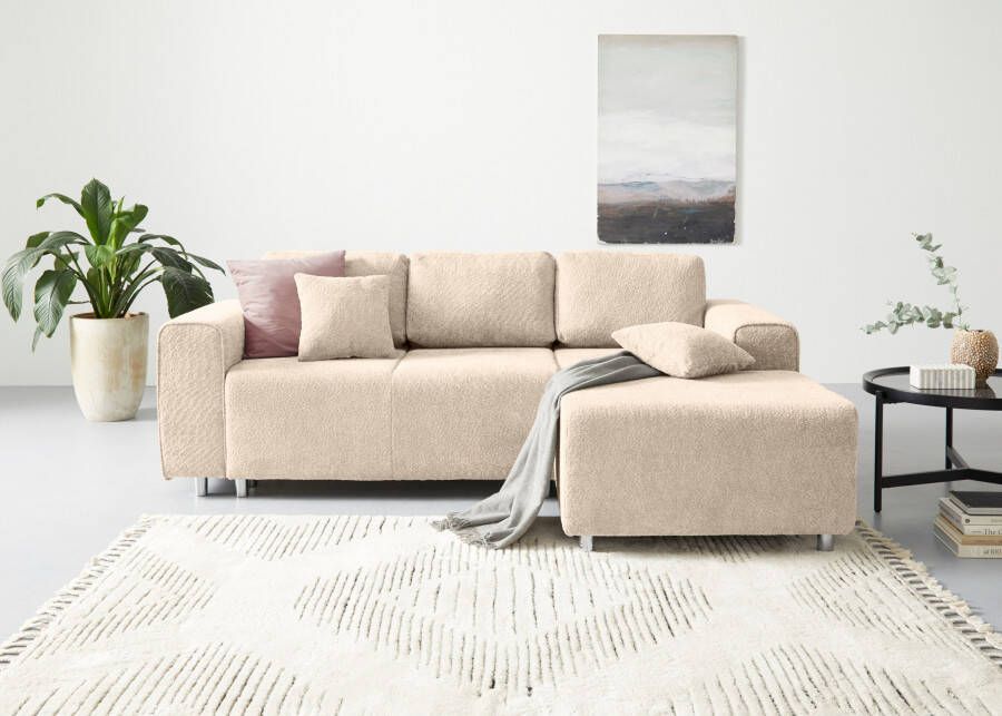 Home affaire Hoekbank Györ L-vorm optioneel met bedfunctie en bedlade inclusief 2 sierkussens
