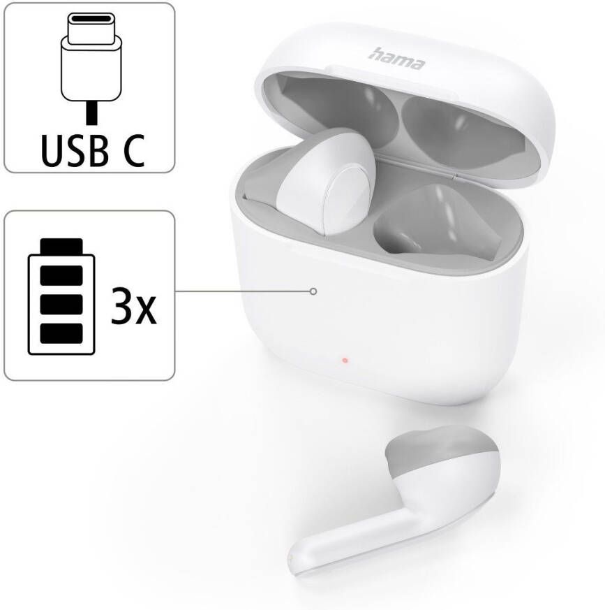 Hama Bluetooth-hoofdtelefoon Bluetooth Kopfhörer True Wireless Earbuds Autopairing Apple Siri