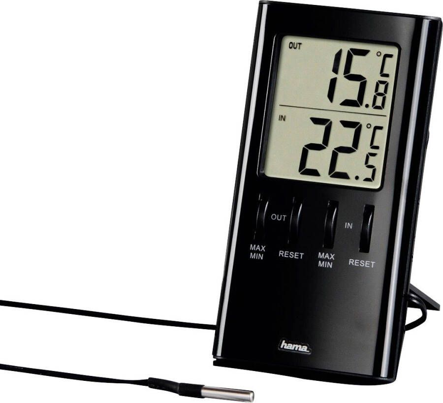 Hama Weerstation LCD-thermometer "T-350" zwart met buitensensor