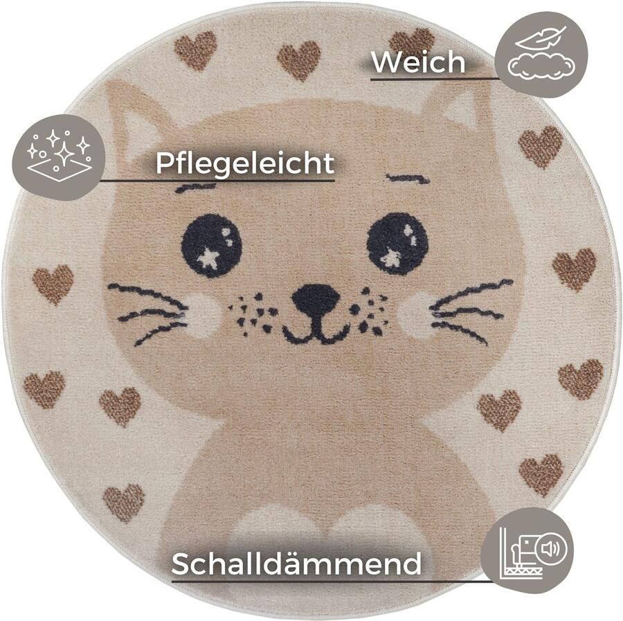 HANSE Home Kindervloerkleed Adventures Cat Speeltapijt stevig kinderkamer kortpolig speelondergrond