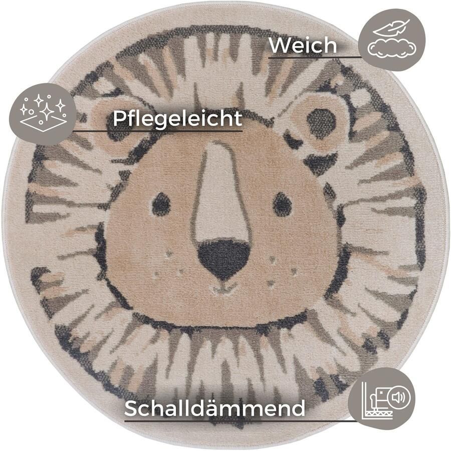 HANSE Home Kindervloerkleed Adventures Lion Speeltapijt stevig kinderkamer kortpolig speelondergrond