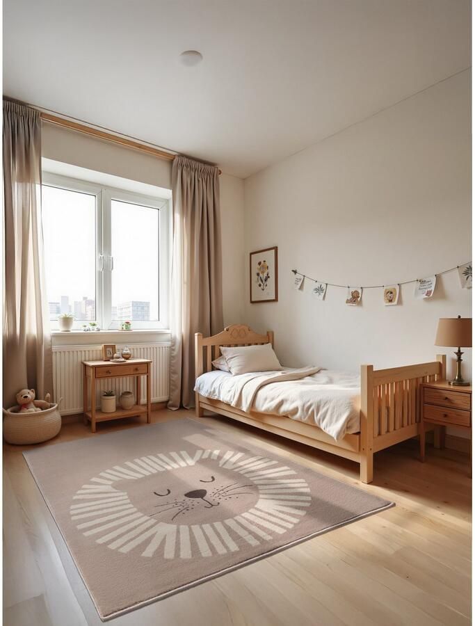 HANSE Home Kindervloerkleed Happy Lion Speeltapijt stevig kinderkamer kortpolig speelondergrond