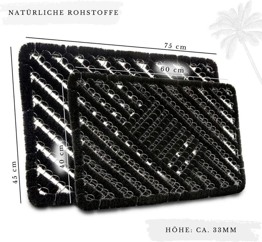 HANSE Home Mat Grid Brushes Mat deurmat Raster robuust borstels binnen buiten vuilafstotend weerbestendig