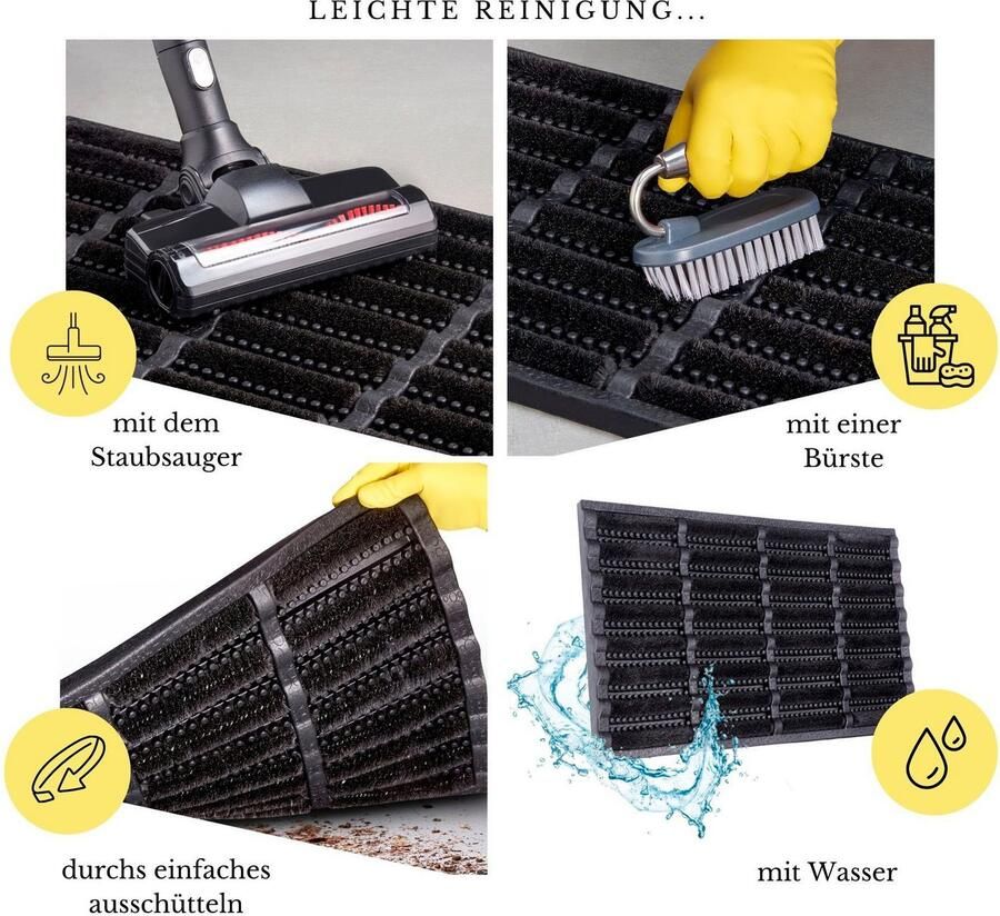 HANSE Home Mat Vuilopvangmat Brushes Mat deurmat Kokos rubber vuilafstotende mat buiten antislip binnen kokosmat