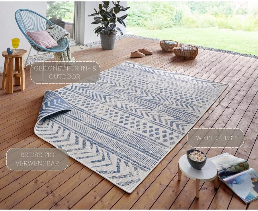 HANSE Home Vloerkleed BIRI tweezijdig te gebruiken kleed Binnen- en buitengebruik weerbestendig balkon loper woonkamer waterbestendig boho