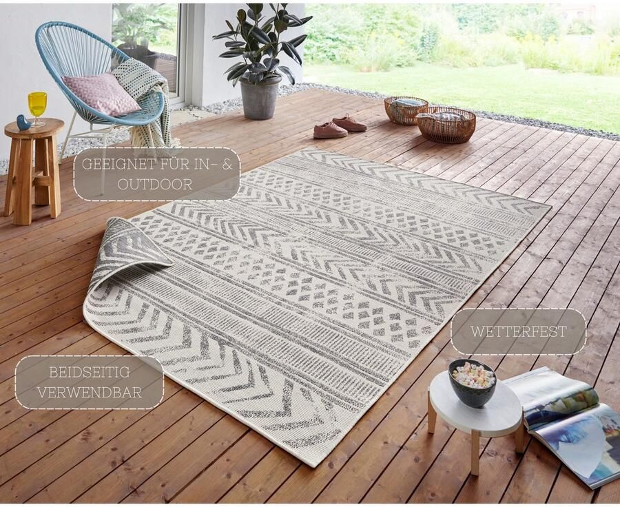 HANSE Home Vloerkleed BIRI tweezijdig te gebruiken kleed Binnen- en buitengebruik weerbestendig balkon loper woonkamer waterbestendig boho