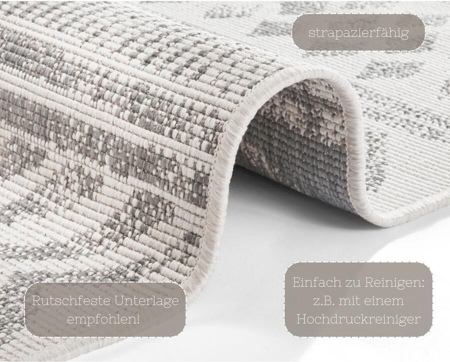 HANSE Home Vloerkleed BIRI tweezijdig te gebruiken kleed Binnen- en buitengebruik weerbestendig balkon loper woonkamer waterbestendig boho