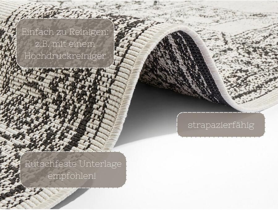 HANSE Home Vloerkleed Borbon tweezijdig te gebruiken kleed Geschikt voor binnen en buiten weerbestendig balkon tuin woonkamer waterbestendig