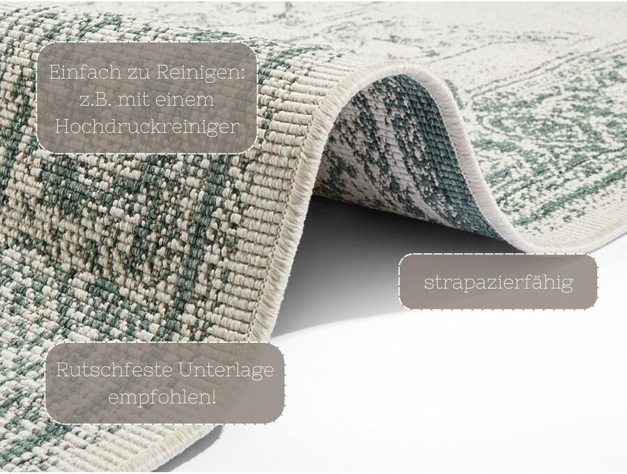 HANSE Home Vloerkleed Borbon tweezijdig te gebruiken kleed Geschikt voor binnen en buiten weerbestendig balkon tuin woonkamer waterbestendig