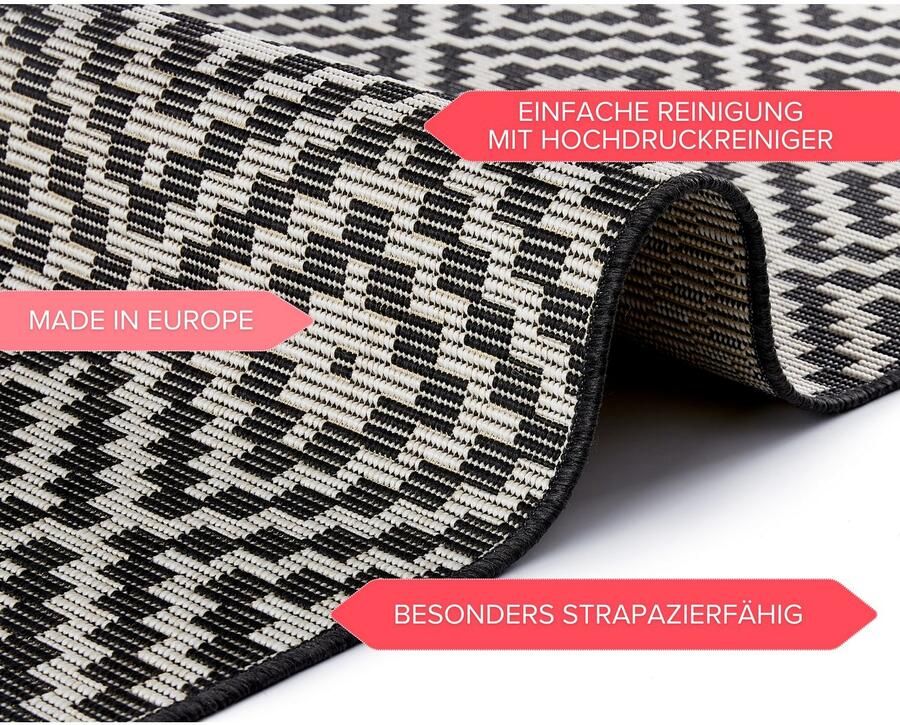 HANSE Home Vloerkleed Breeze In- & outdoor weerbestendig balkon tuin woonkamer ruiten