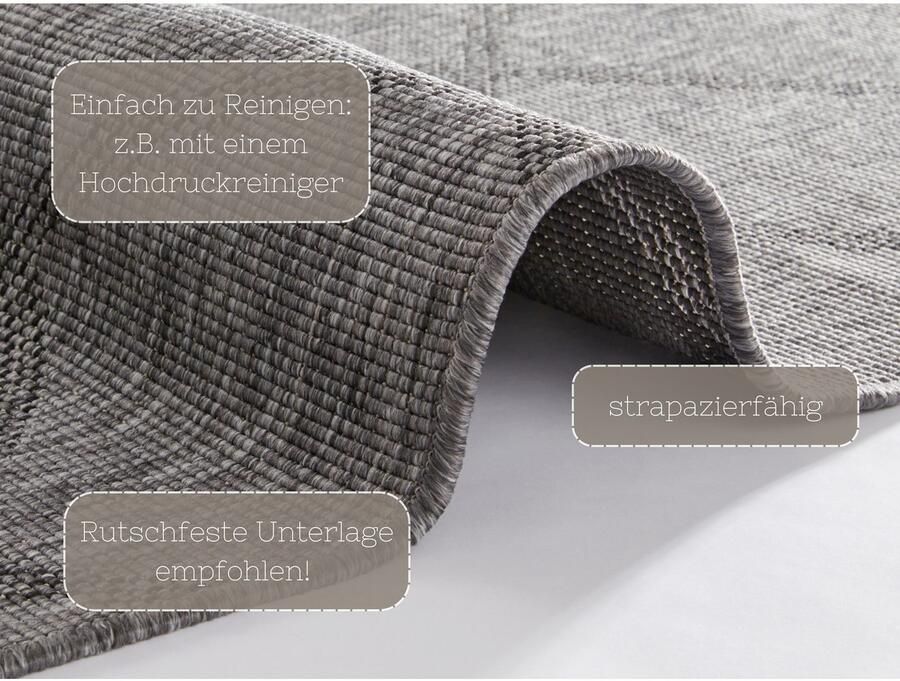 HANSE Home Vloerkleed Corsica tweezijdig te gebruiken kleed Binnen- en buitengebruik weerbestendig balkon loper woonkamer waterbestendig