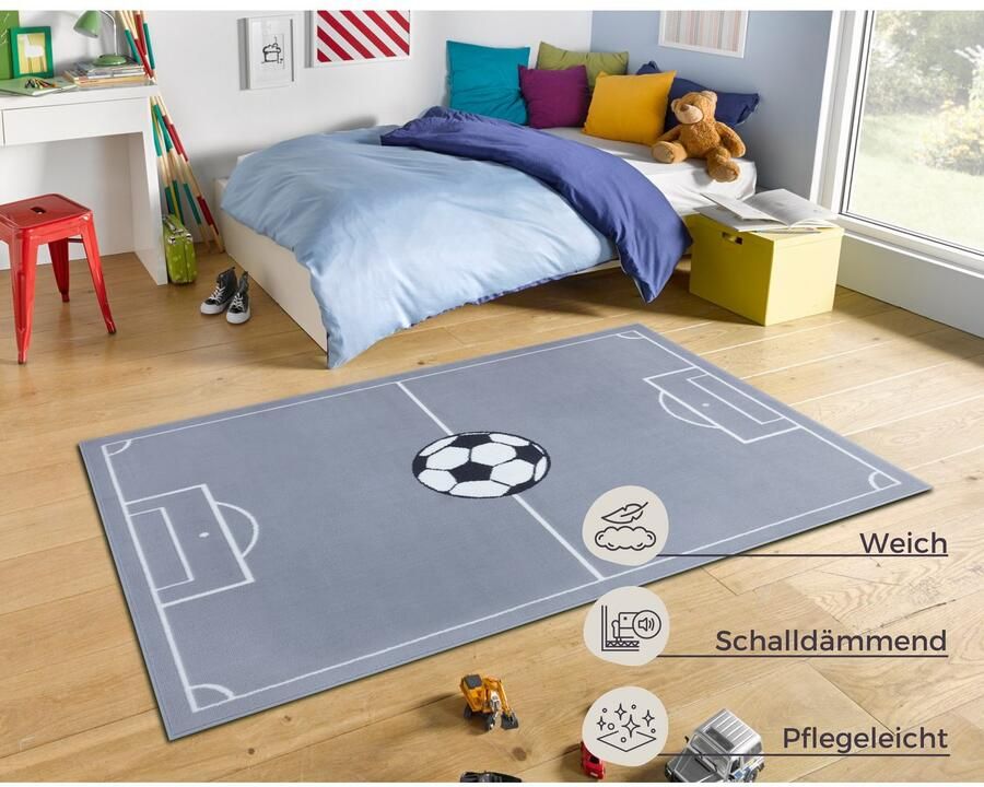 HANSE Home Vloerkleed Estadio Kindertapijt speelmat speelondergrond voetbal kinderkamer