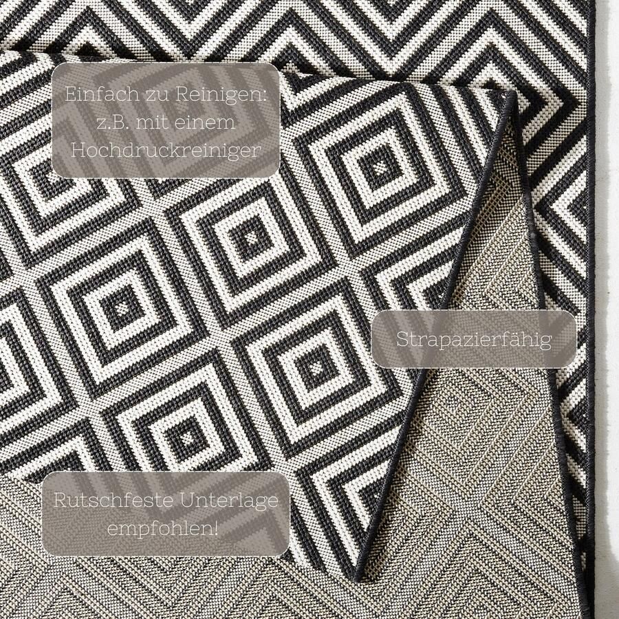 HANSE Home Vloerkleed Geruit Binnen- en buitengebruik loper weerbestendig ruit balkon tuin gang