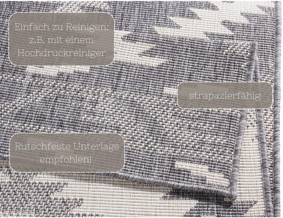 HANSE Home Vloerkleed Malibu omkeerbaar tapijt Binnen- en buitengebruik weerbestendig balkon loper woonkamer waterbestendig