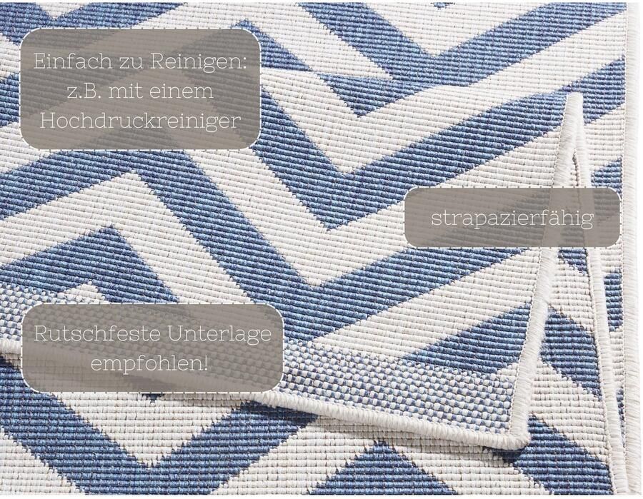 HANSE Home Vloerkleed Palma tweezijdig te gebruiken kleed Binnen- en buitengebruik weerbestendig balkon loper woonkamer waterbestendig