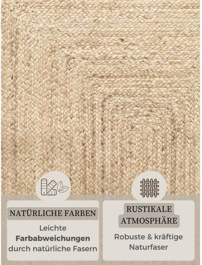 HANSE Home Vloerkleed Sharmila jute tapijt 100% jutevezel natuur woonkamer eetkamer gang boho scandi