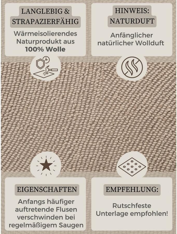 HANSE Home Wollen kleed ELENI Handgetuft wol natuur woonkamer slaapkamer scandinavisch hygge