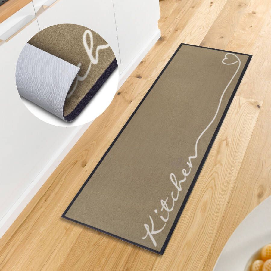 HANSE Home Keukenloper Kitchen hart Loper antislip keukenkleed keuken vloerkleed gemakkelijk in onderhoud