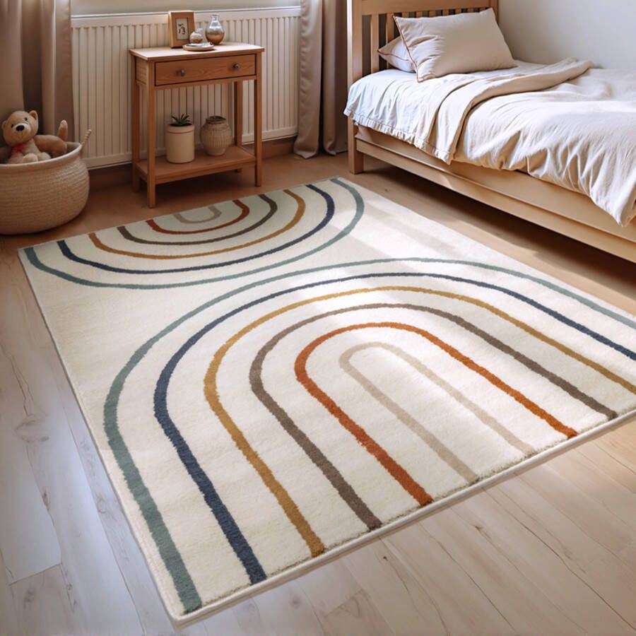 HANSE Home Kindervloerkleed Double Rainbow Speeltapijt stevig kinderkamer kortpolig speelondergrond