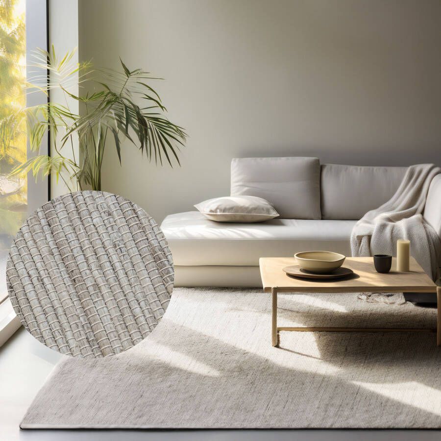 HANSE Home Vloerkleed Dhaka jute tapijt Loper handgeweven jute wol natuur woonkamer hal klassiek