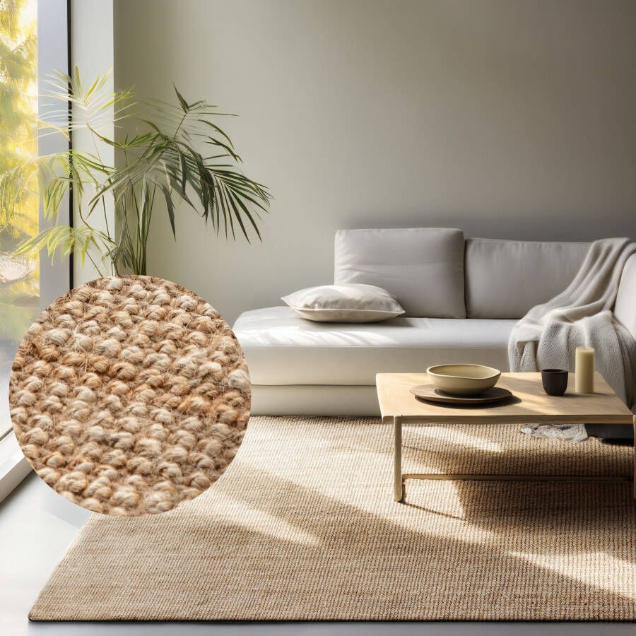 HANSE Home Vloerkleed Jaipur jute tapijt als loper en rond 100% natuurlijke vezel duurzaam woonkamer eetkamer slaapkamer grs
