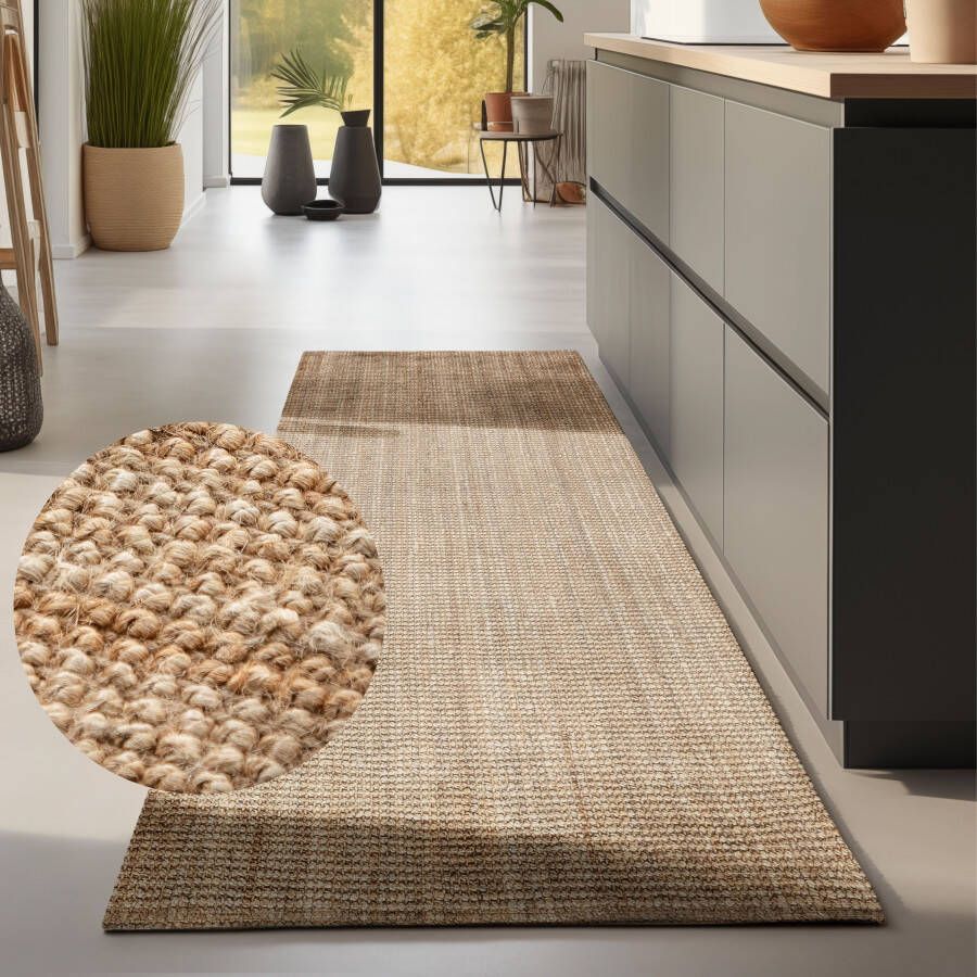 HANSE Home Vloerkleed Jaipur jute tapijt als loper en rond 100% natuurlijke vezel woonkamer eetkamer slaapkamer grs