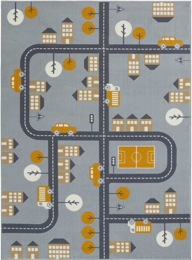 HANSE Home Kindervloerkleed Town Kortpolig kindertapijt speelmat straatontwerp kinderkamer