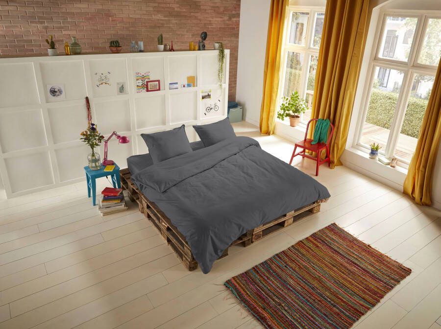 Hip Overtrekset Uni 100% katoen mako-satijn 135x200 effen wit rits (2-delig)