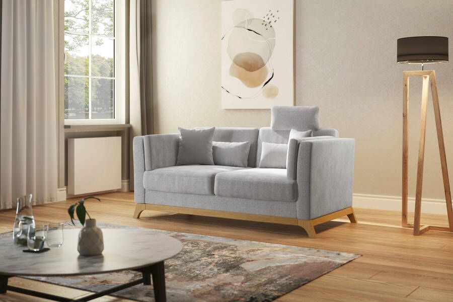 Home affaire 2 5-zitsbank Viva optioneel met houten frame van eikenhout