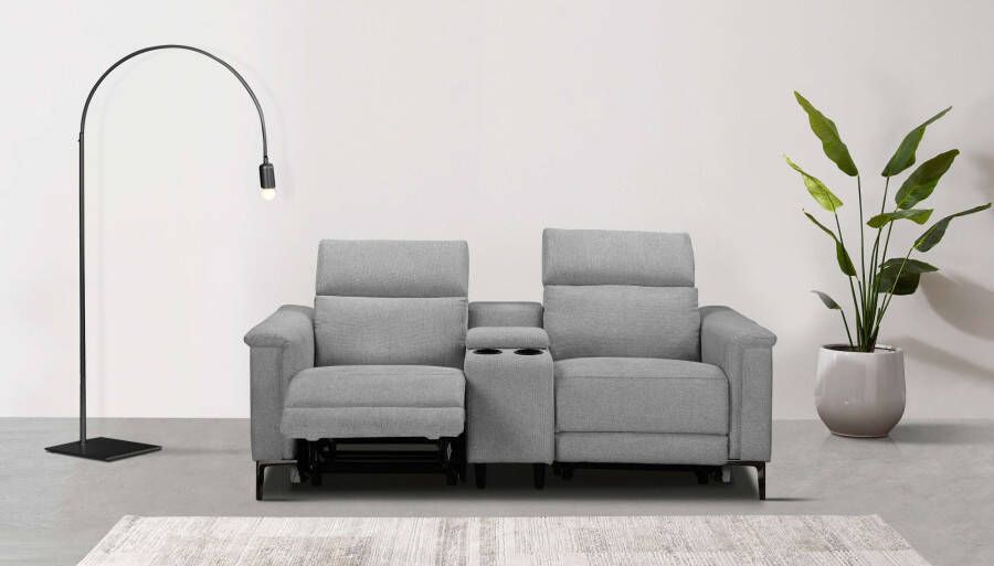 Home affaire 2-zitsbank Lund 2-zits bioscoopbank tv-fauteuil multimedia-sofa USB-A met elektrische of handmatige relaxfunctie bekerhouder en opbergruimte