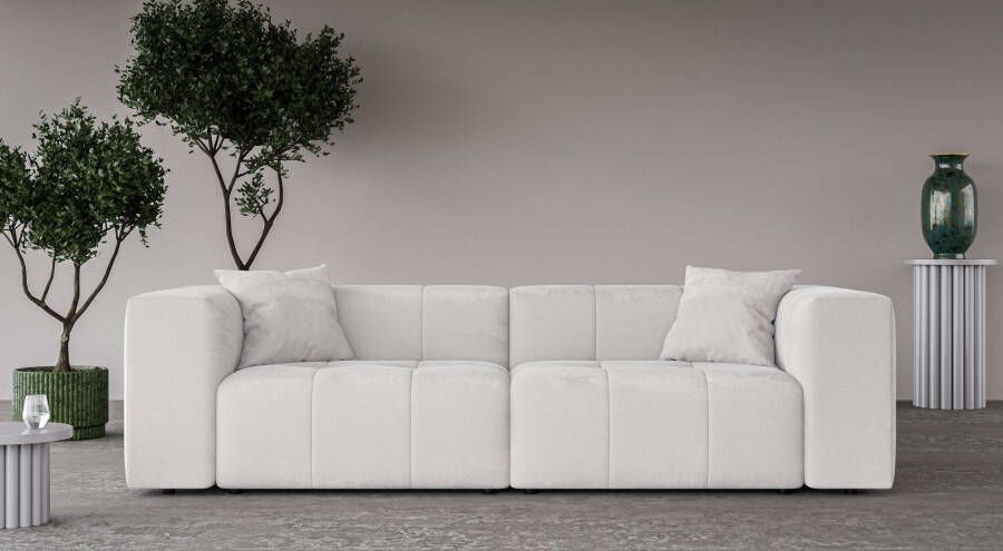 Home affaire 3-zitsbank ERIZ Big Sofa XXL ook in Bouclé moderne stiksels incl. 2 sierkussens b d h: 278 104 70 cm