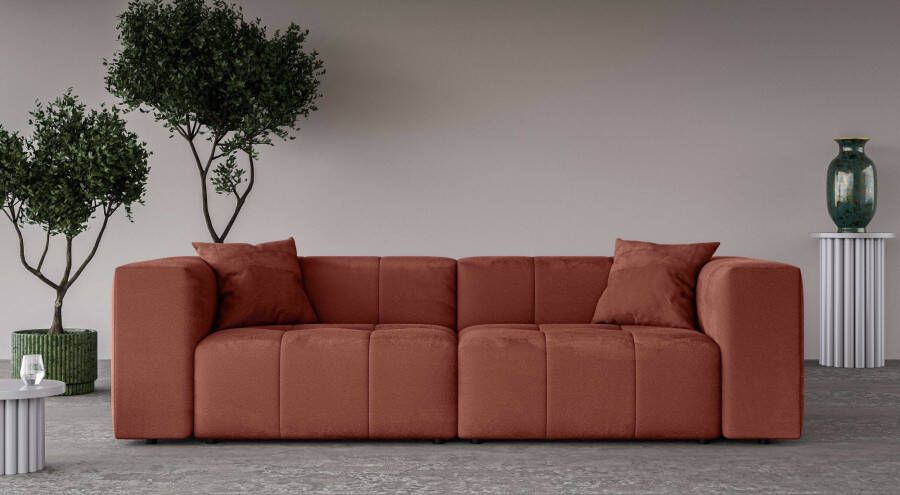 Home affaire 3-zitsbank ERIZ Big Sofa XXL ook in Bouclé moderne stiksels incl. 2 sierkussens b d h: 278 104 70 cm