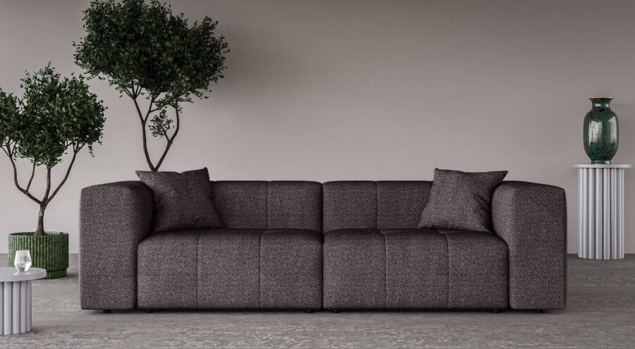 Home affaire 3-zitsbank ERIZ Big Sofa XXL ook in Bouclé moderne stiksels incl. 2 sierkussens b d h: 278 104 70 cm