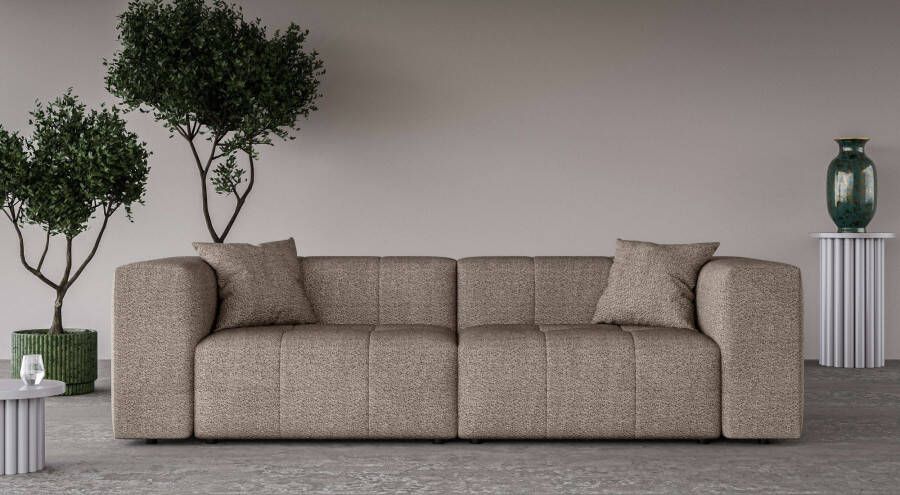 Home affaire 3-zitsbank ERIZ Big Sofa XXL ook in Bouclé moderne stiksels incl. 2 sierkussens b d h: 278 104 70 cm