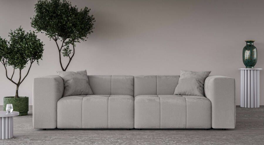 Home affaire 3-zitsbank ERIZ Big Sofa XXL ook in Bouclé moderne stiksels incl. 2 sierkussens b d h: 278 104 70 cm