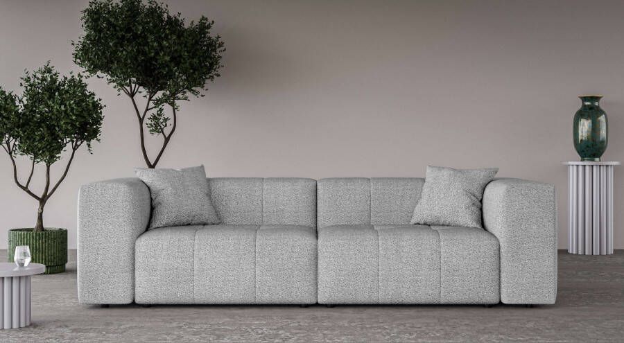 Home affaire 3-zitsbank ERIZ Big Sofa XXL ook in Bouclé moderne stiksels incl. 2 sierkussens b d h: 278 104 70 cm