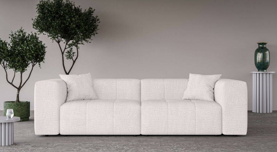 Home affaire 3-zitsbank ERIZ Big Sofa XXL ook in Bouclé moderne stiksels incl. 2 sierkussens b d h: 278 104 70 cm