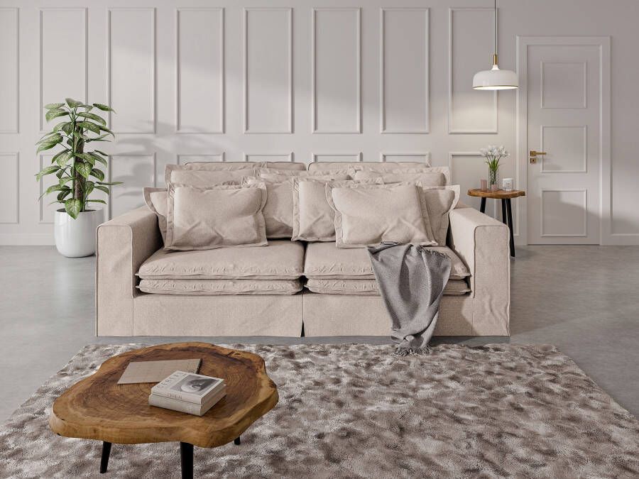 Home affaire 4-zitsbank ALISSAS met veel kussens biesjes aan de kussens Hoeslook met kleine zakken aan de zijkant voor opberging