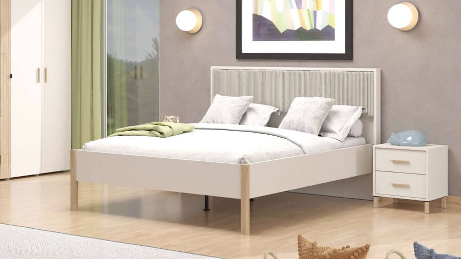 Home affaire Bed Belfort bed met gestoffeerd hoofdbord bekleed met zachte corduroy